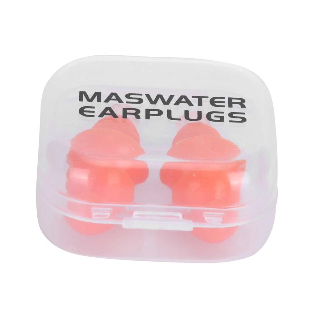 Reusable Ear Plugs Waterproof Silicone Earplugs Noise Reduction for Swimming Sleeping(Orange Box )