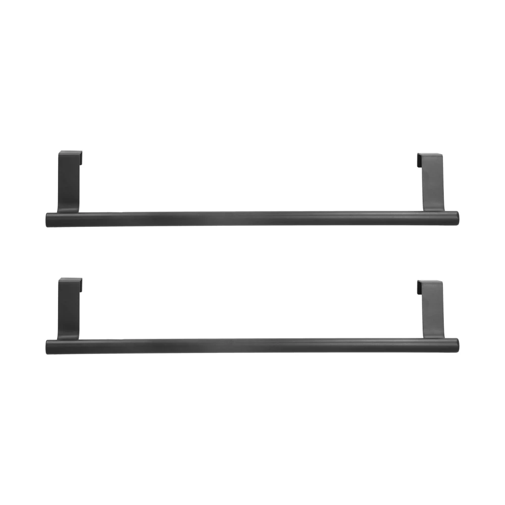 2Pcs Towel Rack Black Hangable Punch Free Nail Free Cabinet Door Towel Rack for Home Hotel36CM