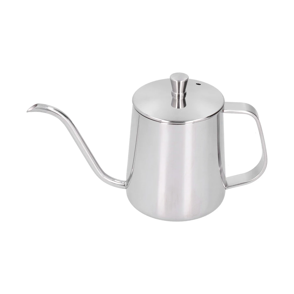 Hand Drip Coffee Pot Stainless Steel Coffee Pouring Kettle Pour Over Gooseneck Tea Pot with LidSilver 350ml