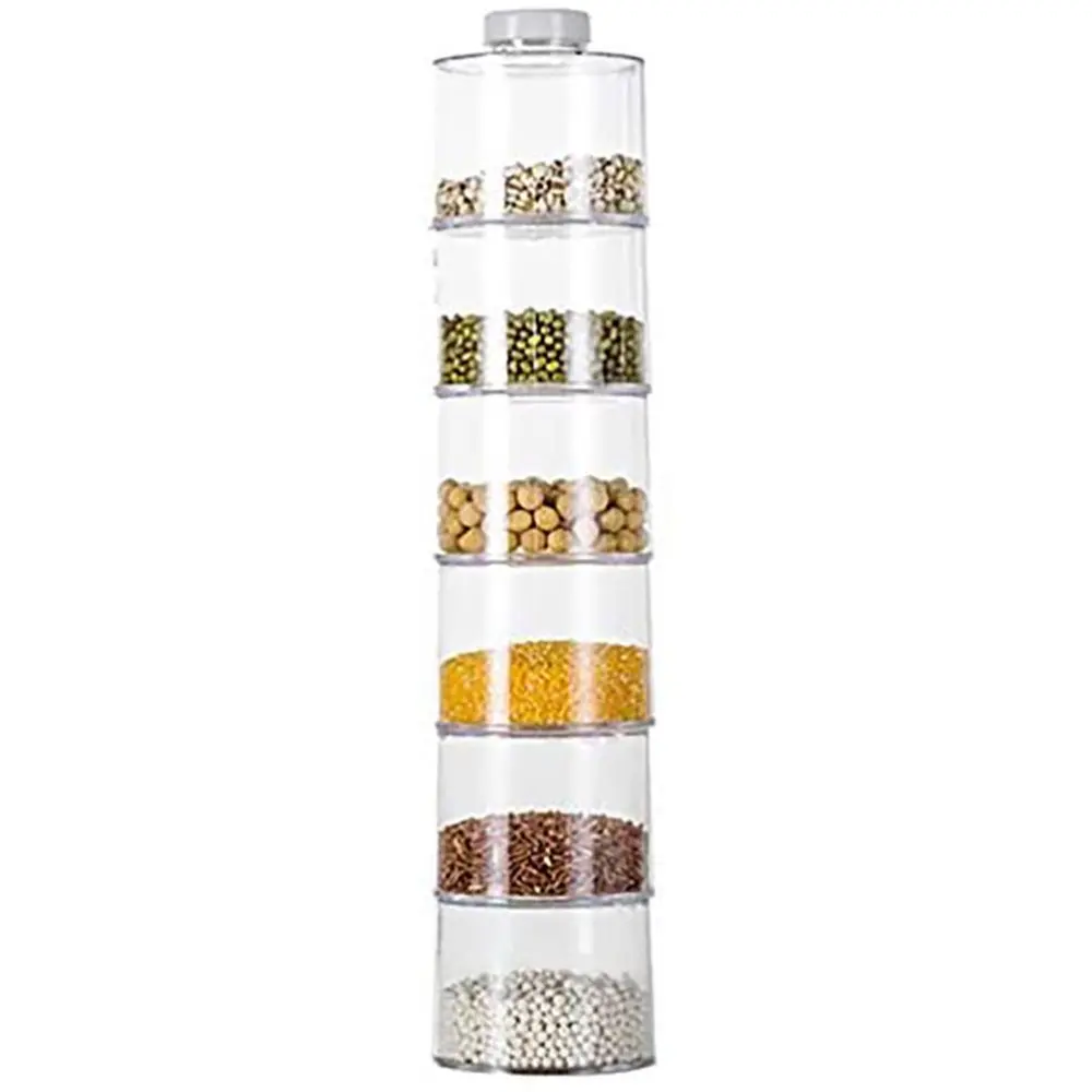 6PCS Spice Storage Boxes Stackable Spice Tower Racks Transparent Seasoning Cans Kitchen Tools