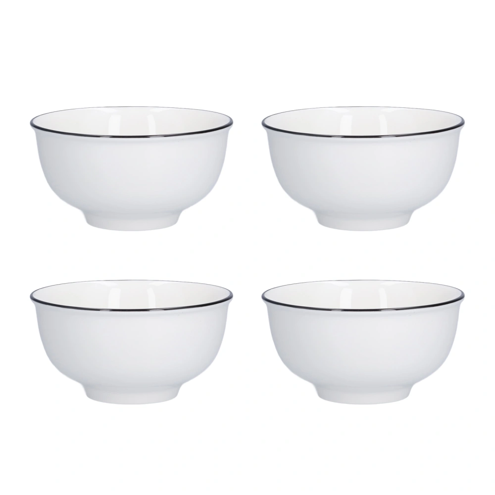 4PCS 6in Soup Bowl White Ceramic Noodle Bowl Eco Friendly Rice Bowl for Kitchen Restaurant