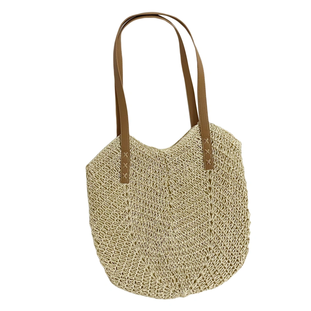 Women Crochet Shoulder Bag, Straw Woven Tote Bag with Inner Pocket