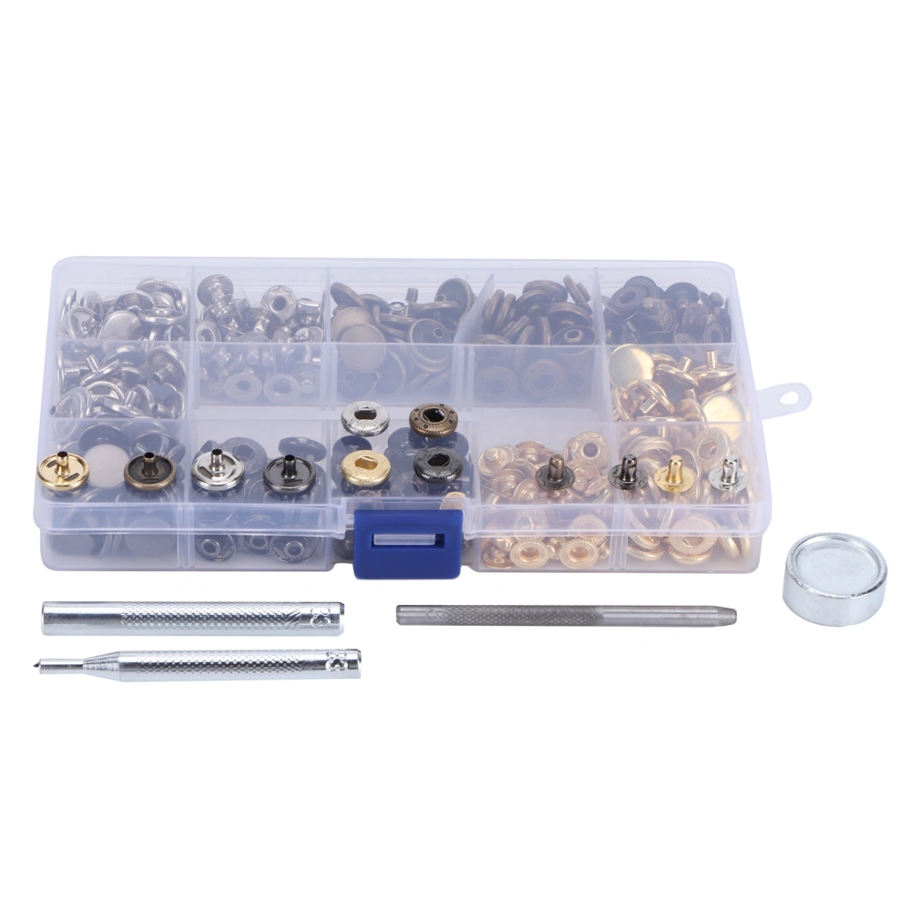 100 Set Leather Snap Fasteners Kit Metal Button Snaps Press Studs for Clothing Accessories