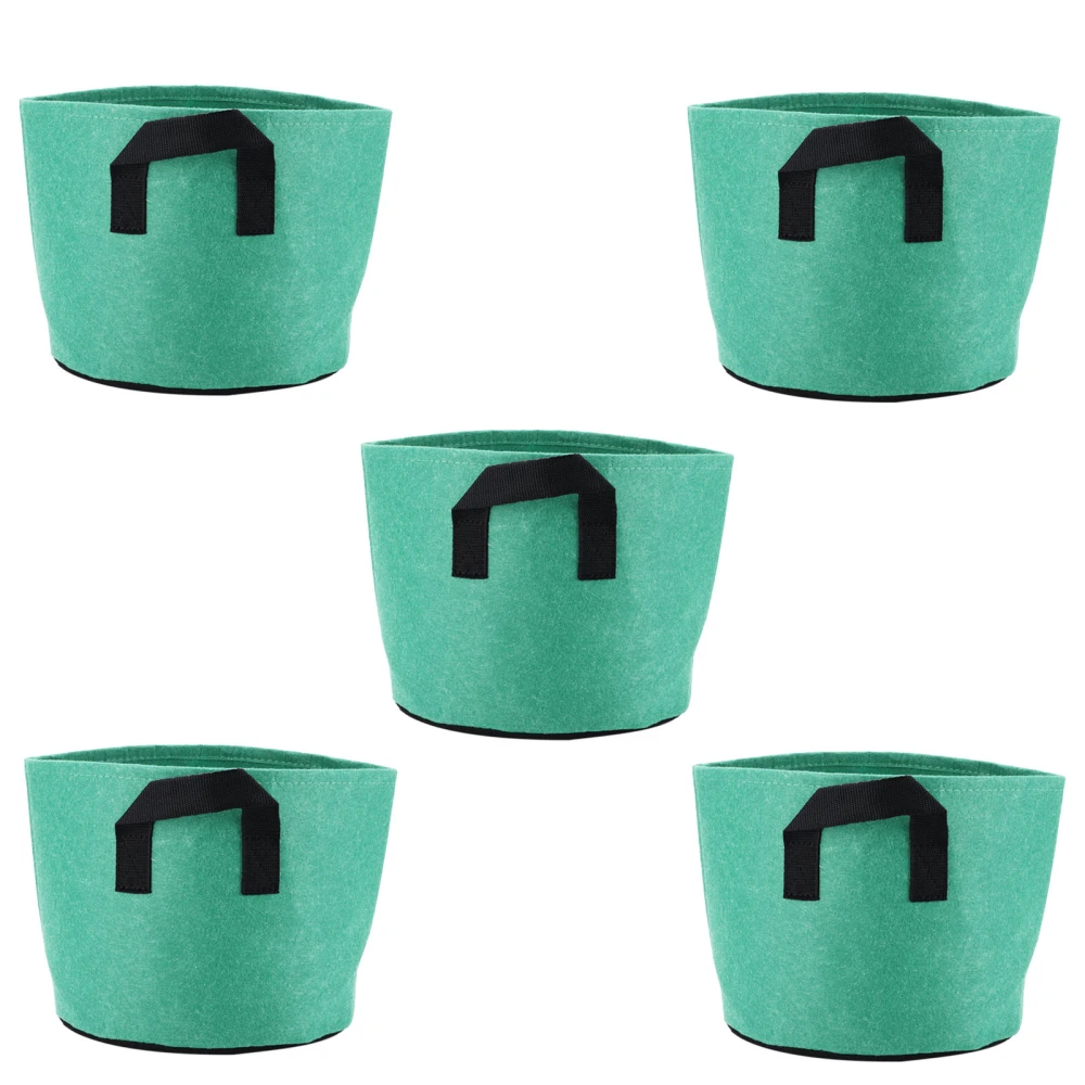 5PCS 3 Gallon Grow Bags Non Woven Fabric Gardening Pots Vegetable Potato Tomato Flower Growing ContainersLight Green 3 Gallon