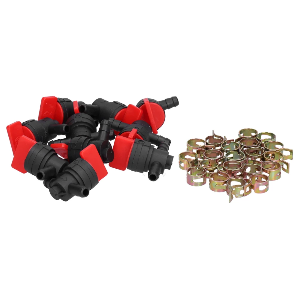 10PCS Black Red 90Degree Fuel Cut Off Valve Clamp Part for 1/4in Fuel Line 494539 698181 697944 35857