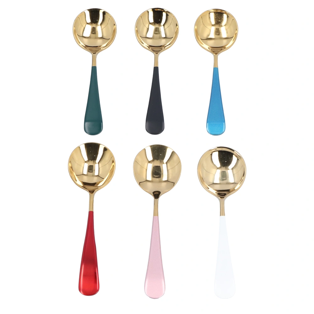 6Pcs 304 Stainless Steel Tableware Colorful Spoon Set for Home Restaurant Kitchen Birthday