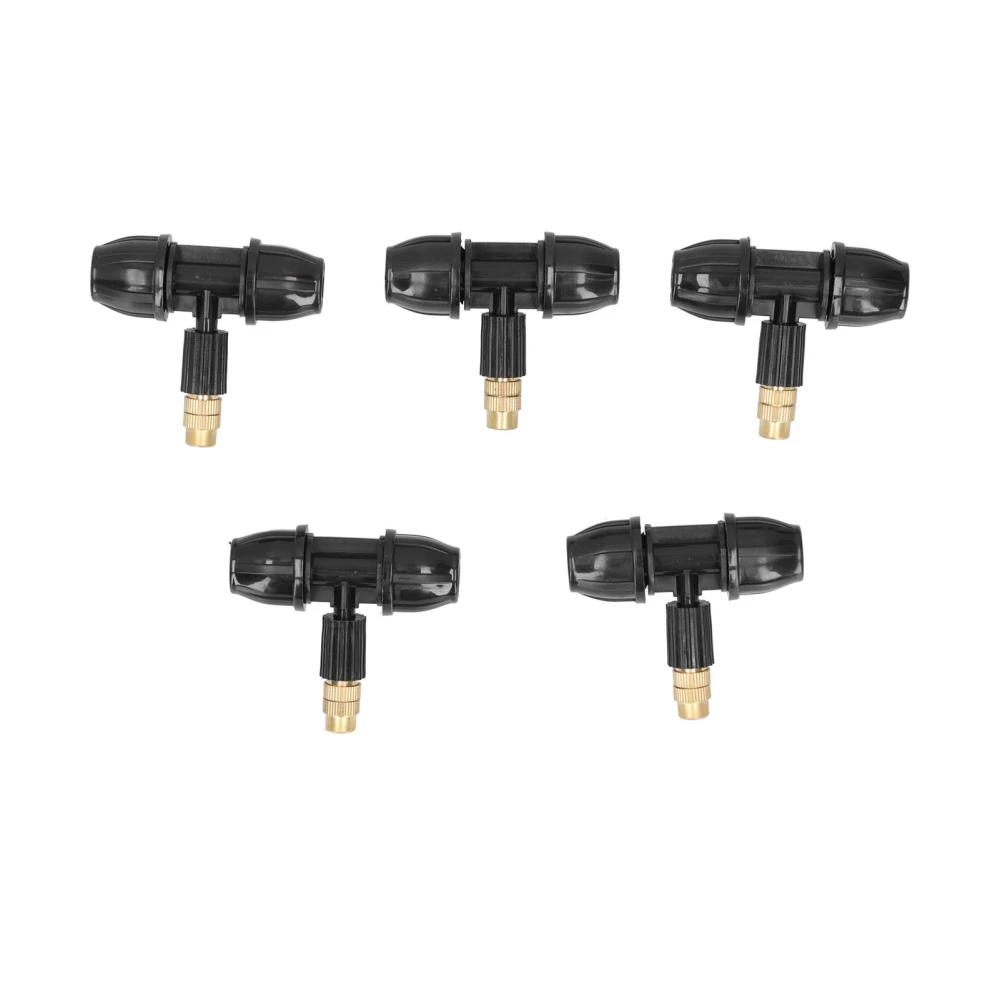 5PCS Brass Misting Nozzle Adjustable Copper Spray Nozzle Tee for Garden 9/12 Water Hose Connector