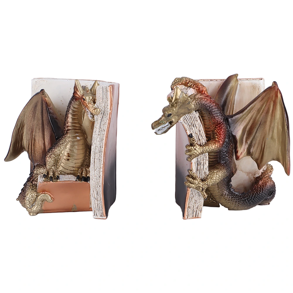 Funny Dragon Bookends Resin Dragon Statue Desktop Bookend for Home Office Bookshelf Decoration