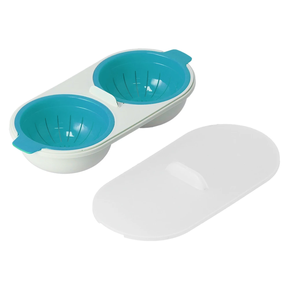 Microwave Egg Cooker Food Grade PP Removable Drain Basket Egg Cooker for Microwave Boiled EggsBlue