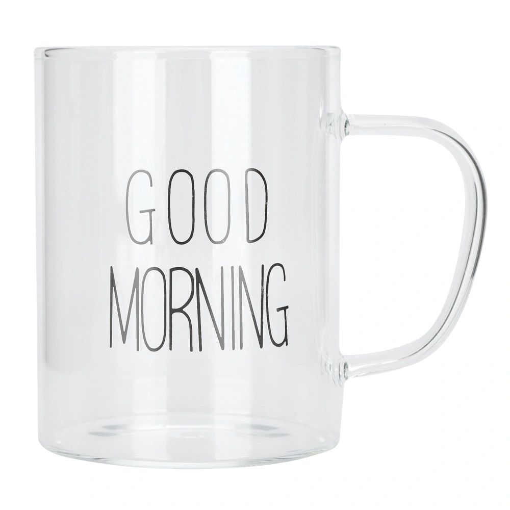 350ML Transparent Milk Coffee Mug with Handle Glass Water Cup Drinkware Kitchen UtensilBlack Letter