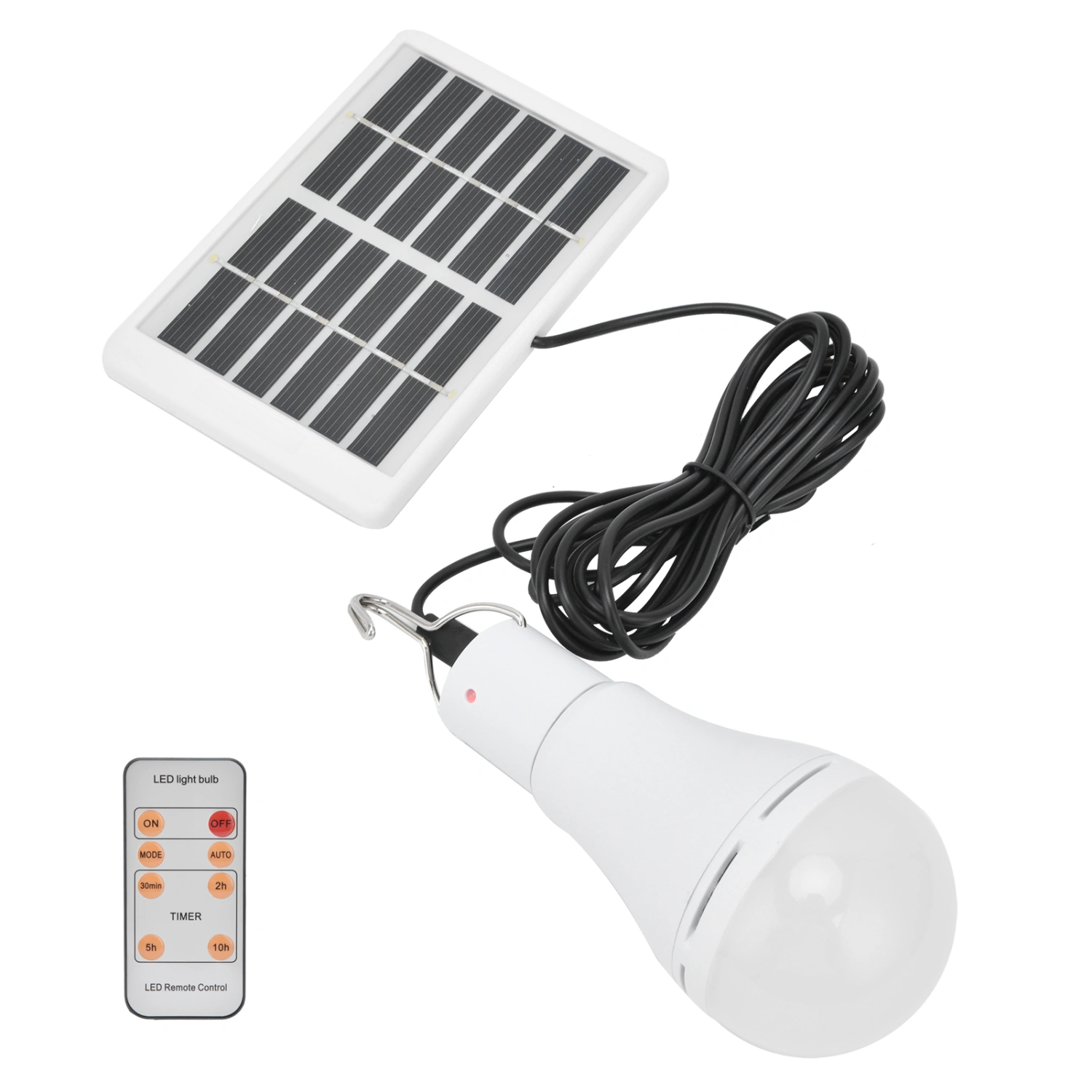 7W LED Solar Bulb Light 5‑Gear Light‑Controlled Positive White Light Integrated Smart Light Bulb for Garden Camping