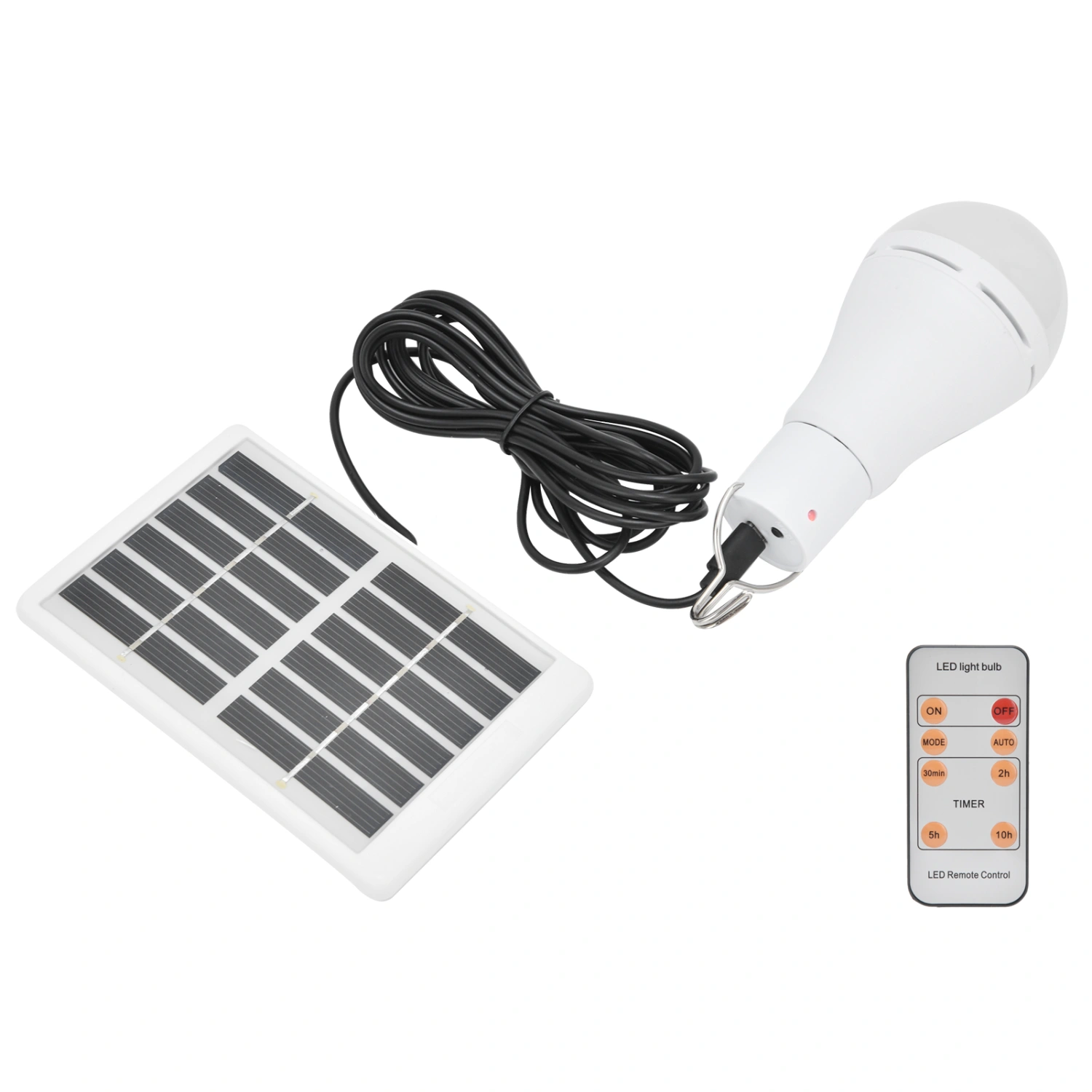 7W LED Solar Bulb Light 5‑Gear Light‑Controlled Positive White Light Integrated Smart Light Bulb for Garden Camping
