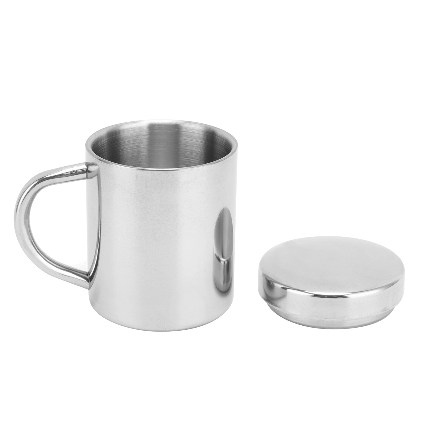 Tea Cup Portable 304 Stainless Steel Water Cup with Lid Handle Drinking Milk Cup for Home Outdoor Travel304 Silver with Lid 400ML