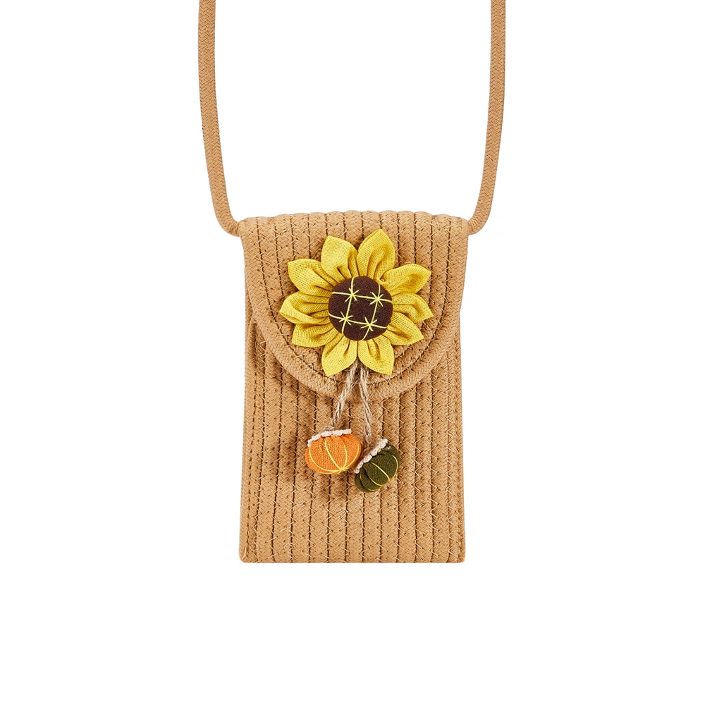 Women's Summer Woven Shoulder Bag, 3D Flower Female Messenger Bag