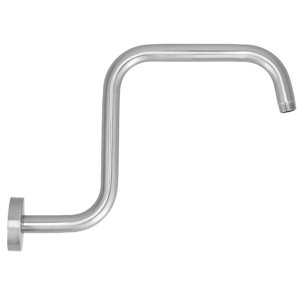 13in S Shape Shower Arm American Stainless Steel Shower Head Riser Extension Bracket Bathroom AccessoryBrushed