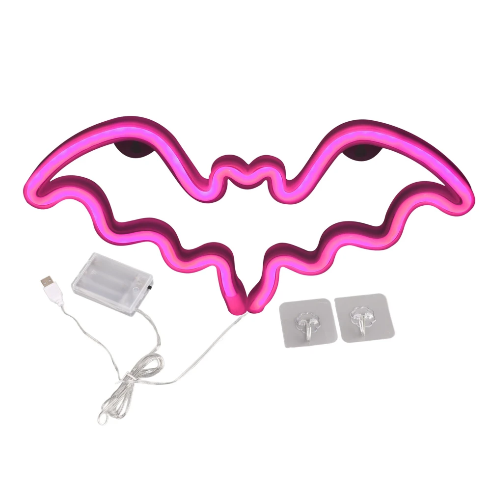 LED Neon Light Innovative Bat Shape Neon Sign Lamp for Holiday Christmas Party DecorationsPink