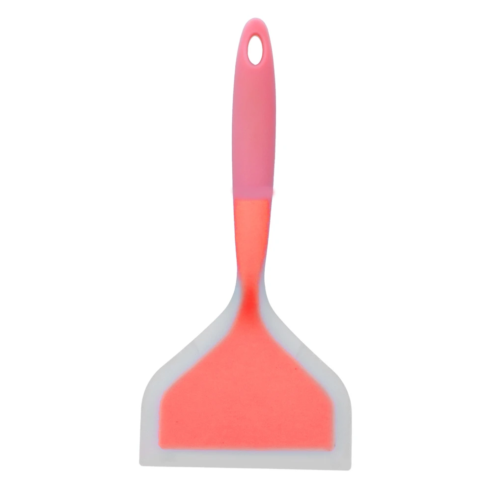 Cooking Spatula Transparent Twocolor Silicone Wide Mouth Frying Spatula Pancakes Fried Shovel for Home Kitchen(Orange Spatula Head )