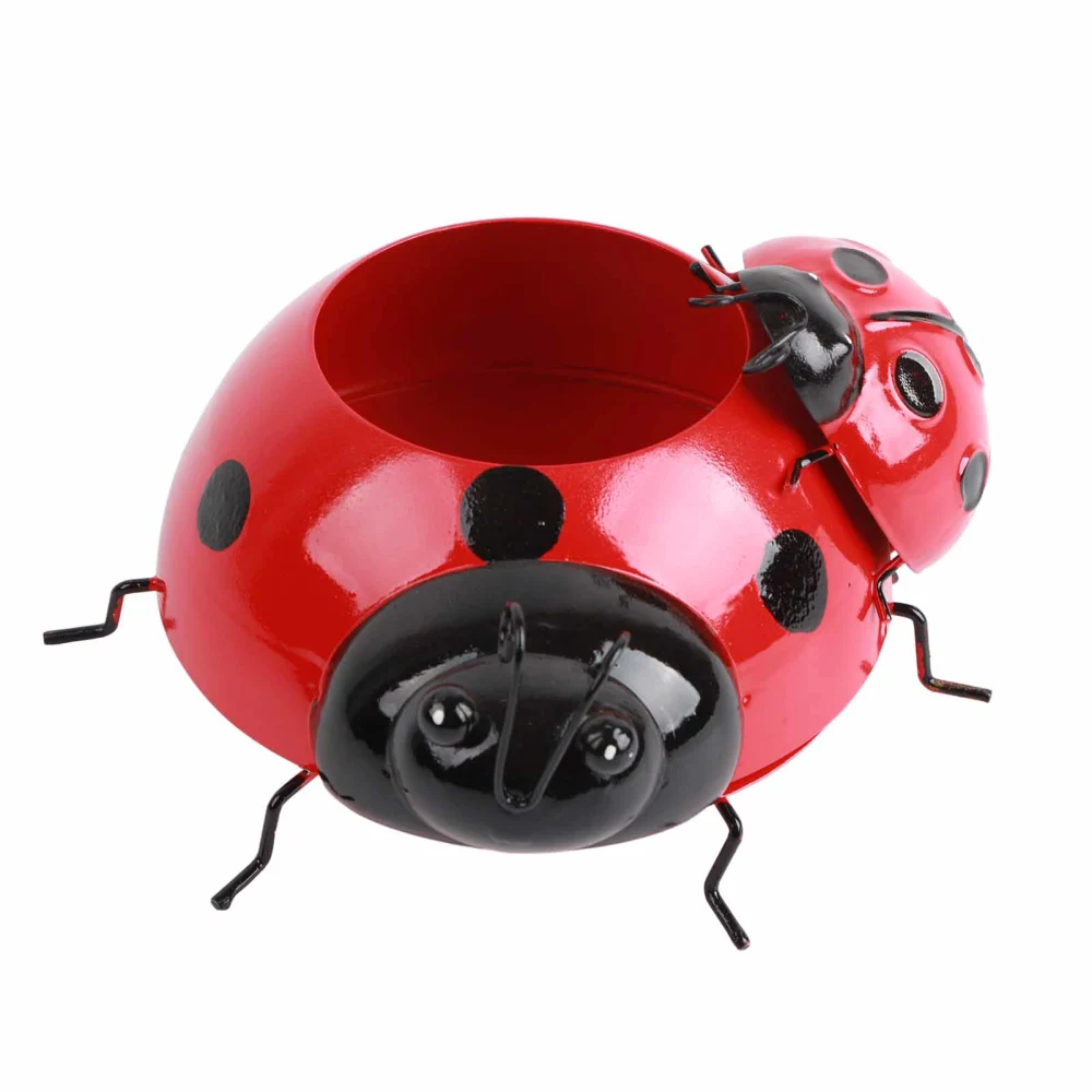 Metal Ladybug Flower Planter Insect Design Flower Pot for Indoor Or Outdoor Decoration