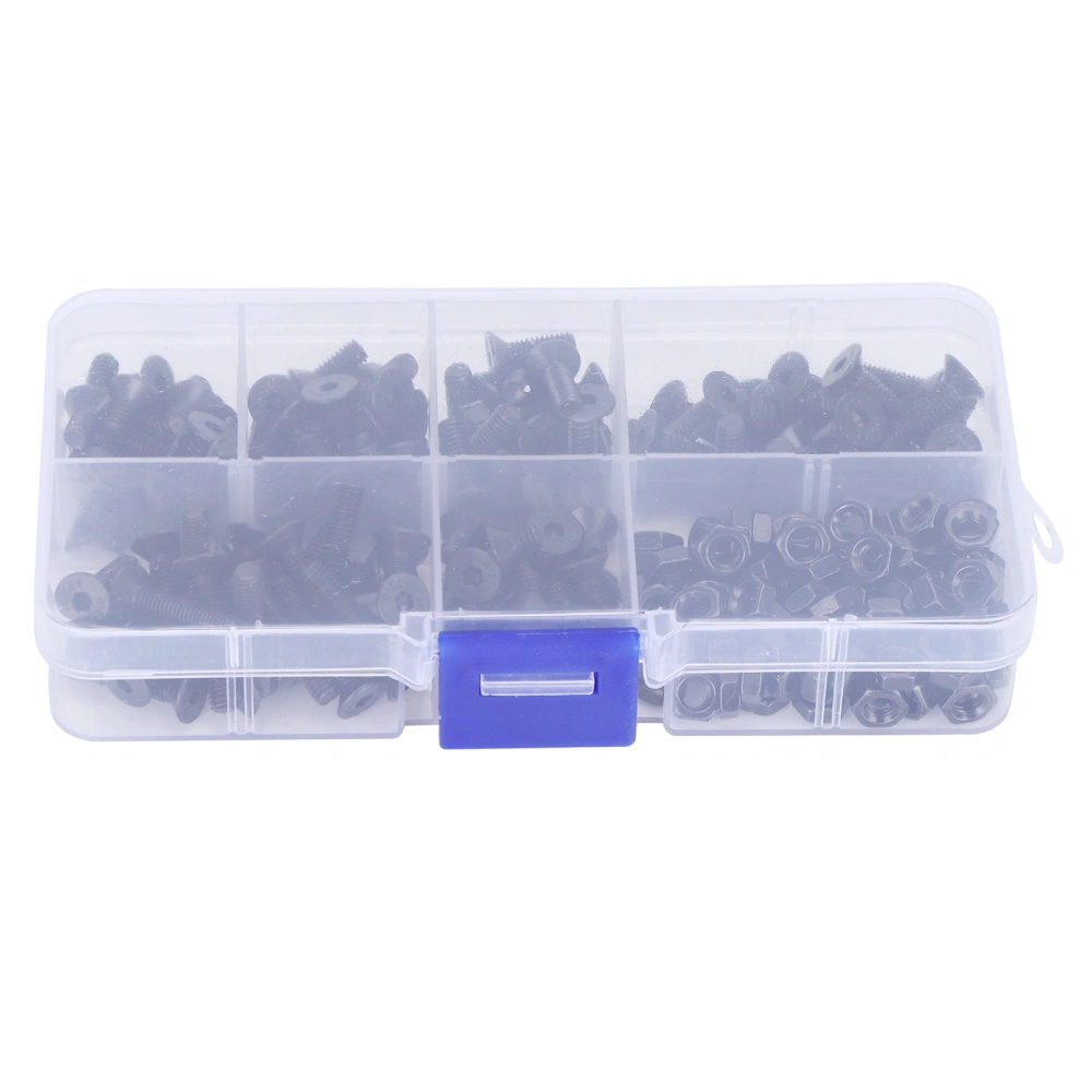 250PCS M4 Hex Socket Head Cap Screw and Nuts Assortment Kit Hardware Accessories Black