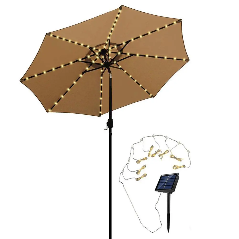 Solar Parasol Lighting with Remote Control 104 LED 8 Modes Fairy Lights Umbrella Light for Patio Outdoor and Indoor Decorative Light