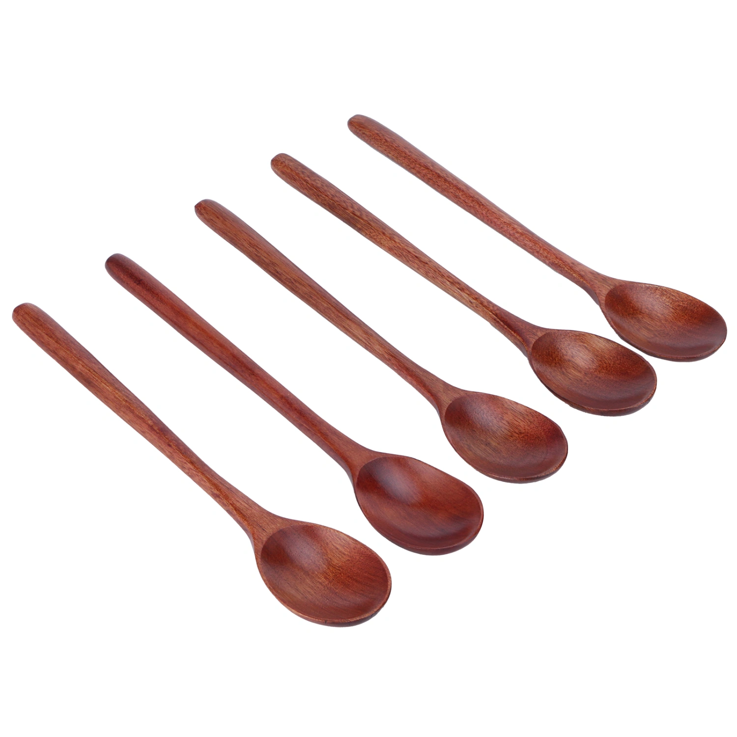 5PCS Wooden Spoon with Long Handle Soup Spoon for Barbecue Camping Party Home KitchenPaint Color