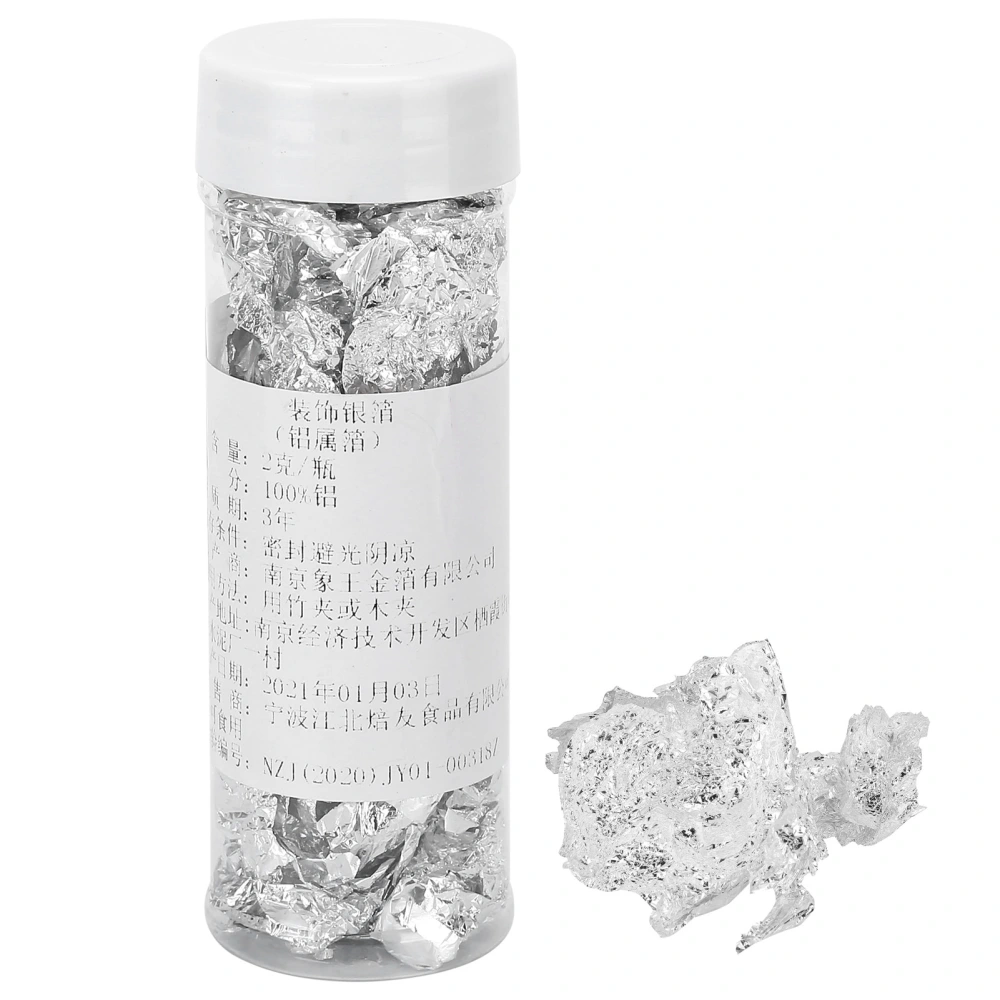 2g Silver Foil Inedible Silver Leaf Flakes for Cooking Cake and Chocolate Decoration Crafts and Arts