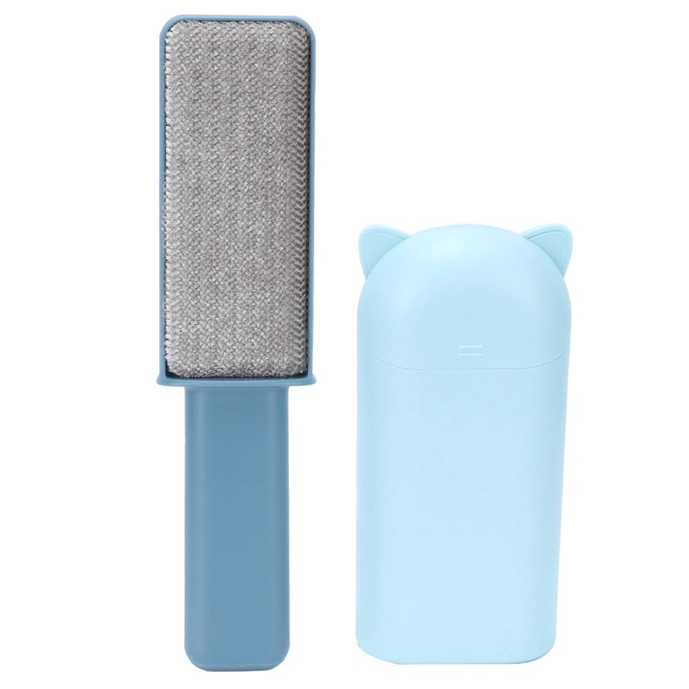 Double-Sided Hair Removal Brush with Storage Cover Portable Clothes Lint Remover Blue