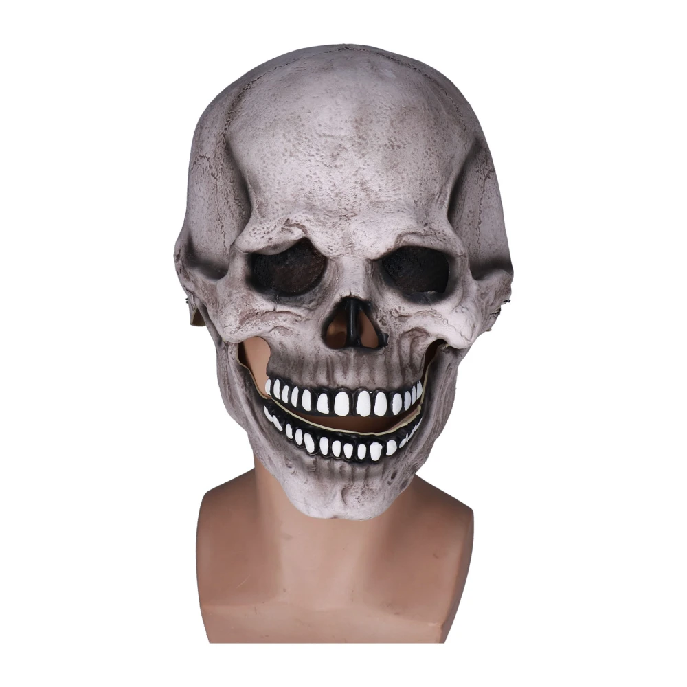 Scary Skull Mask with Movable Jaw Flexible Latex Halloween Costume Party Props Cosplay AccessoryDark Gray