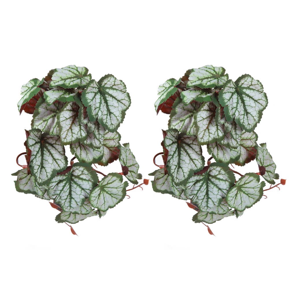 2PCS Artificial Water Plant Simulation Vine Lifelike Plastic Leaves Decoration with Suction Cup for Fish TankHeuchera Leaves