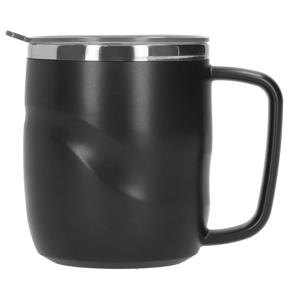 14oz Mug Coffee Cup Stainless Steel Creativity Household Water Cup with Cover Black