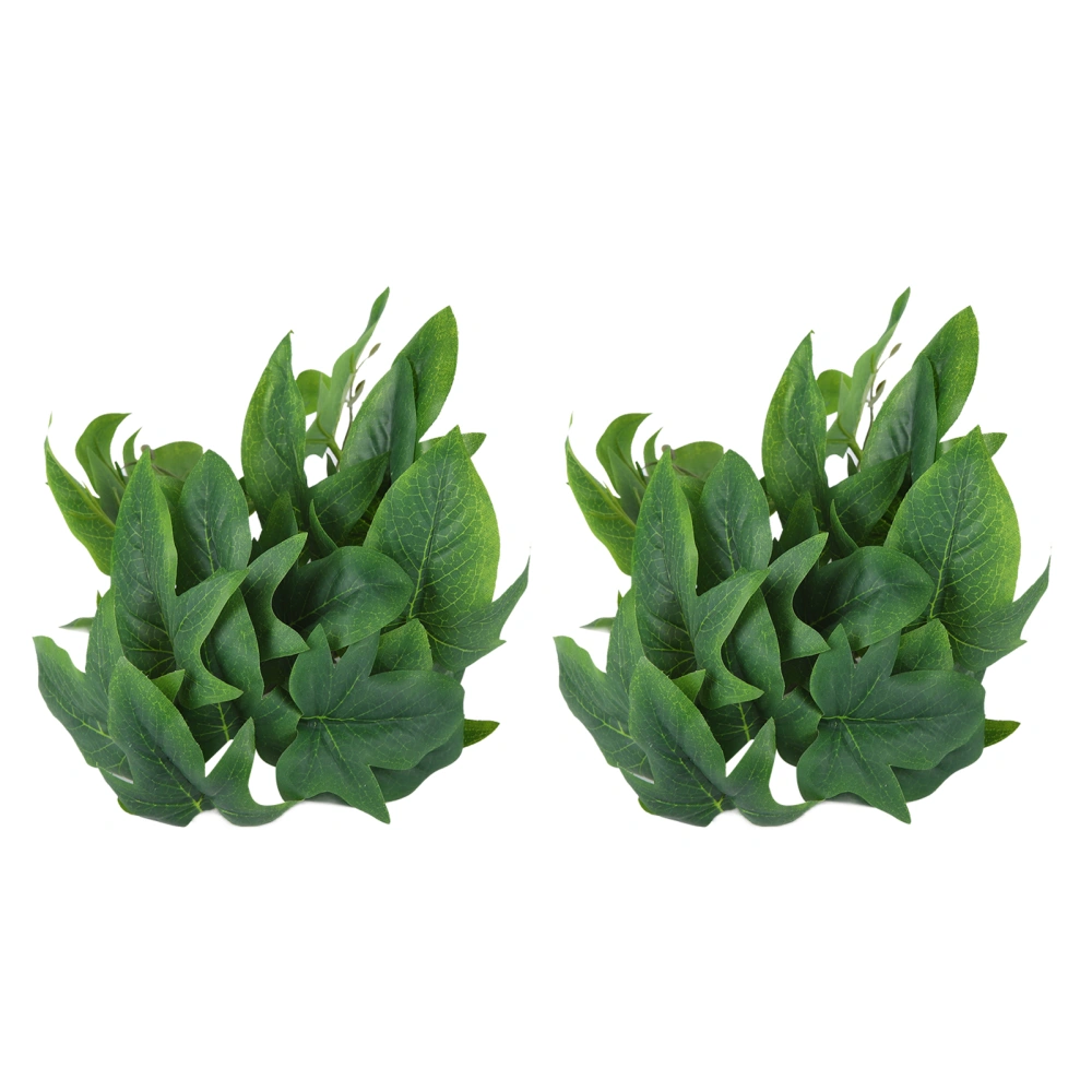 2PCS Artificial Water Plant Simulation Vine Lifelike Plastic Leaves Decoration with Suction Cup for Fish TankSweet Potato Leaves