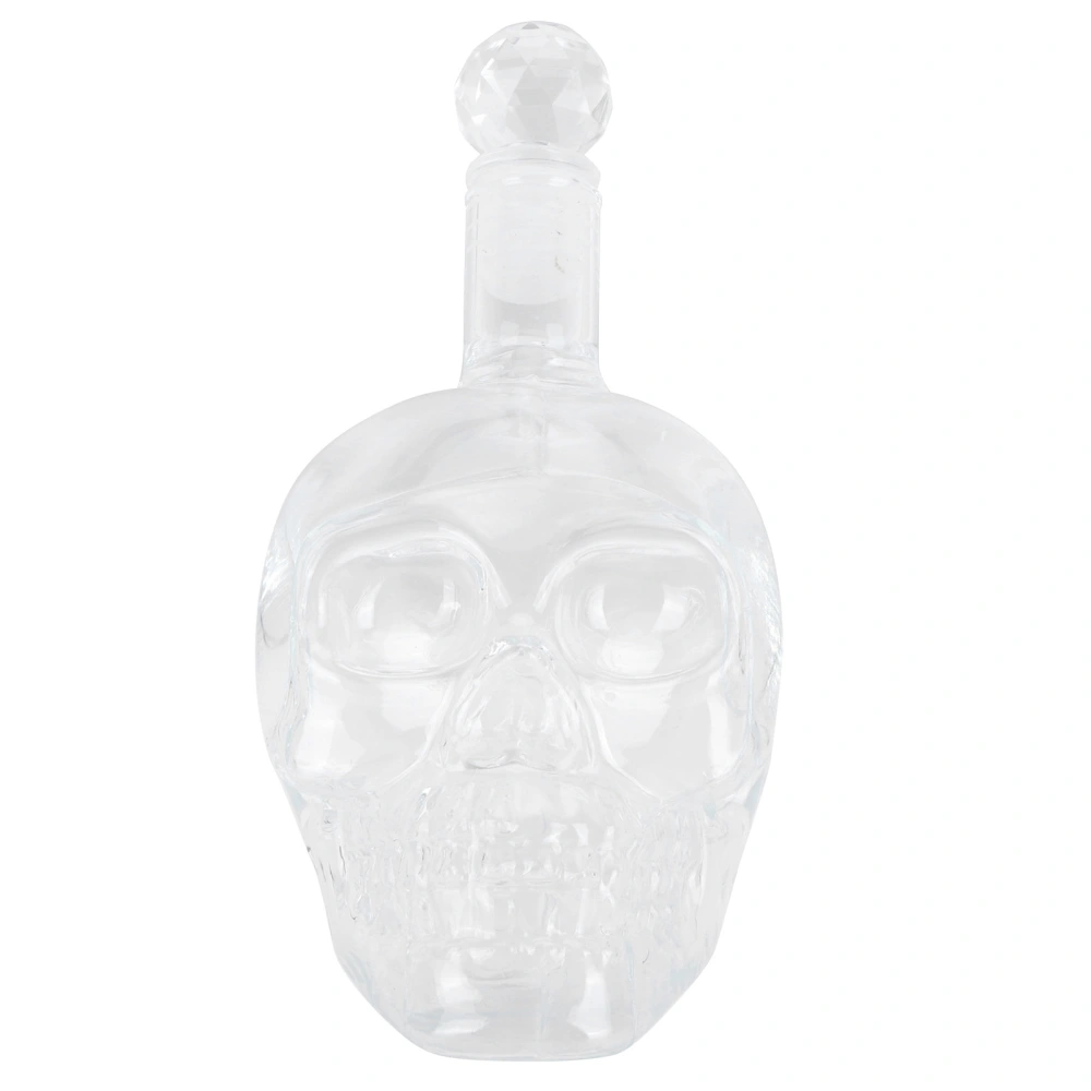 Skull Shape Glass Wine Bottle Transparent Whisky Bottle Container for Bar KTV Supplies350ml