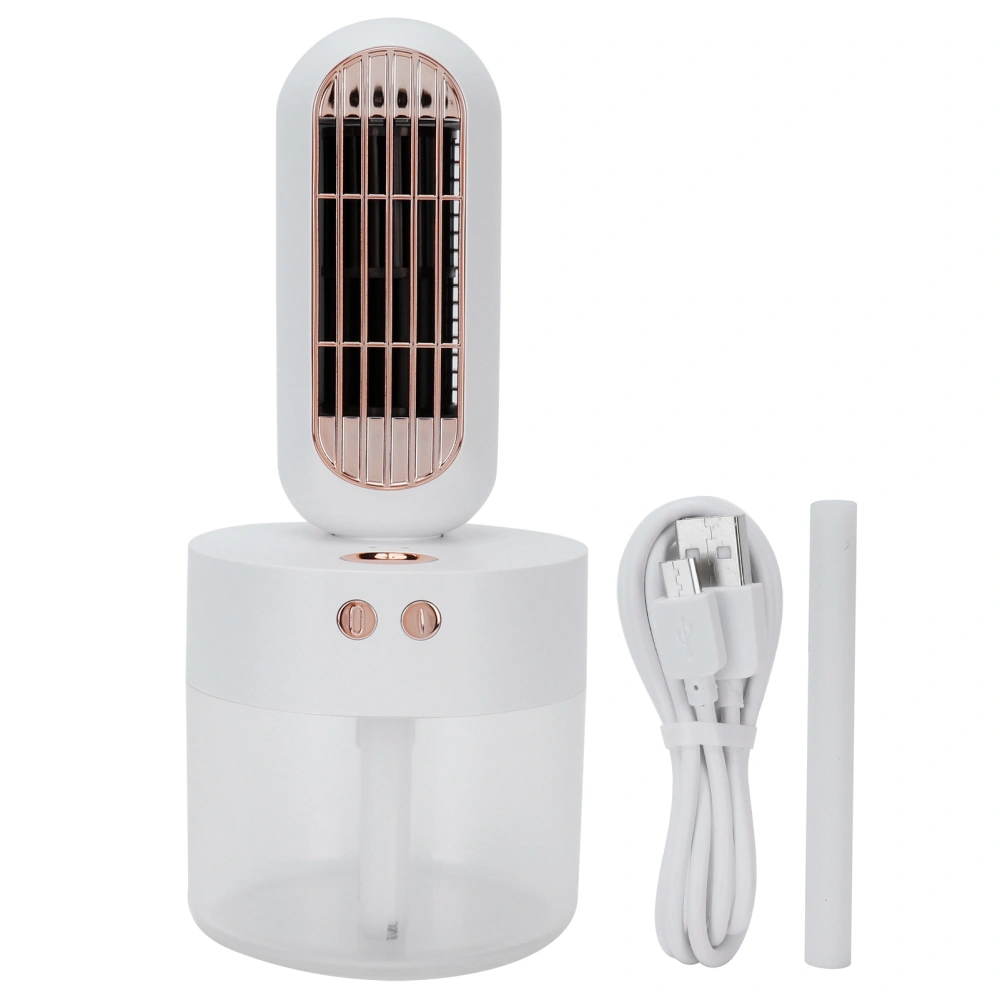 Multifunction Mini Desktop Spray Fan Shaking Head Humidifier Fan USB Charging White