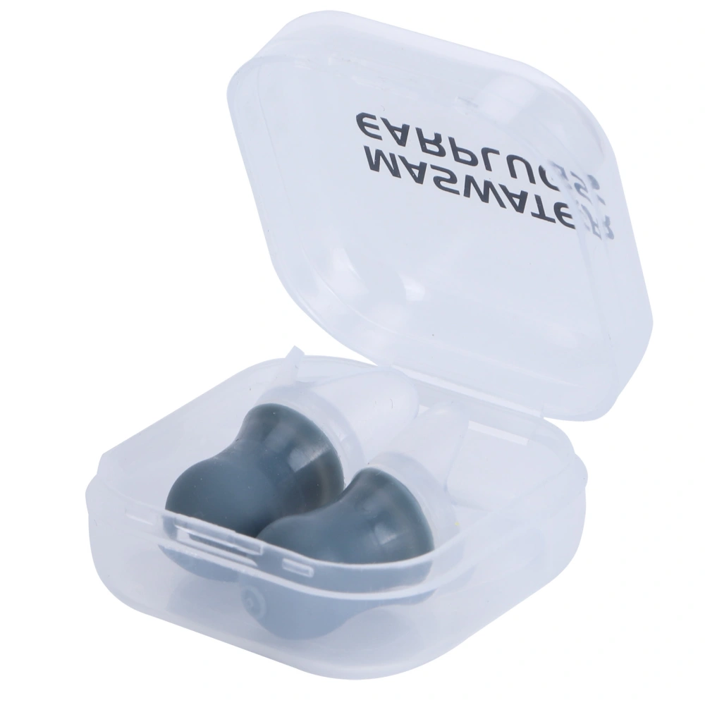 2Pcs Ear Plugs Waterproof Noise Reduction Silicone Protective Earplug for Swimming Flying(Gray L+Box )