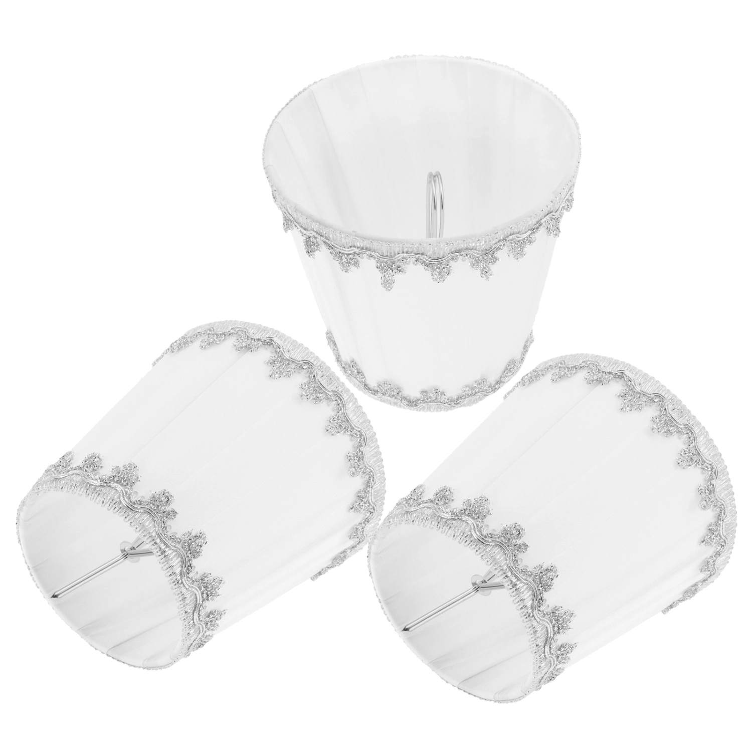 3PCS Modern Fabric Lamp Shade E14 Clip-On Lampshade for Candle Chandelier Hotel KTV Decor
