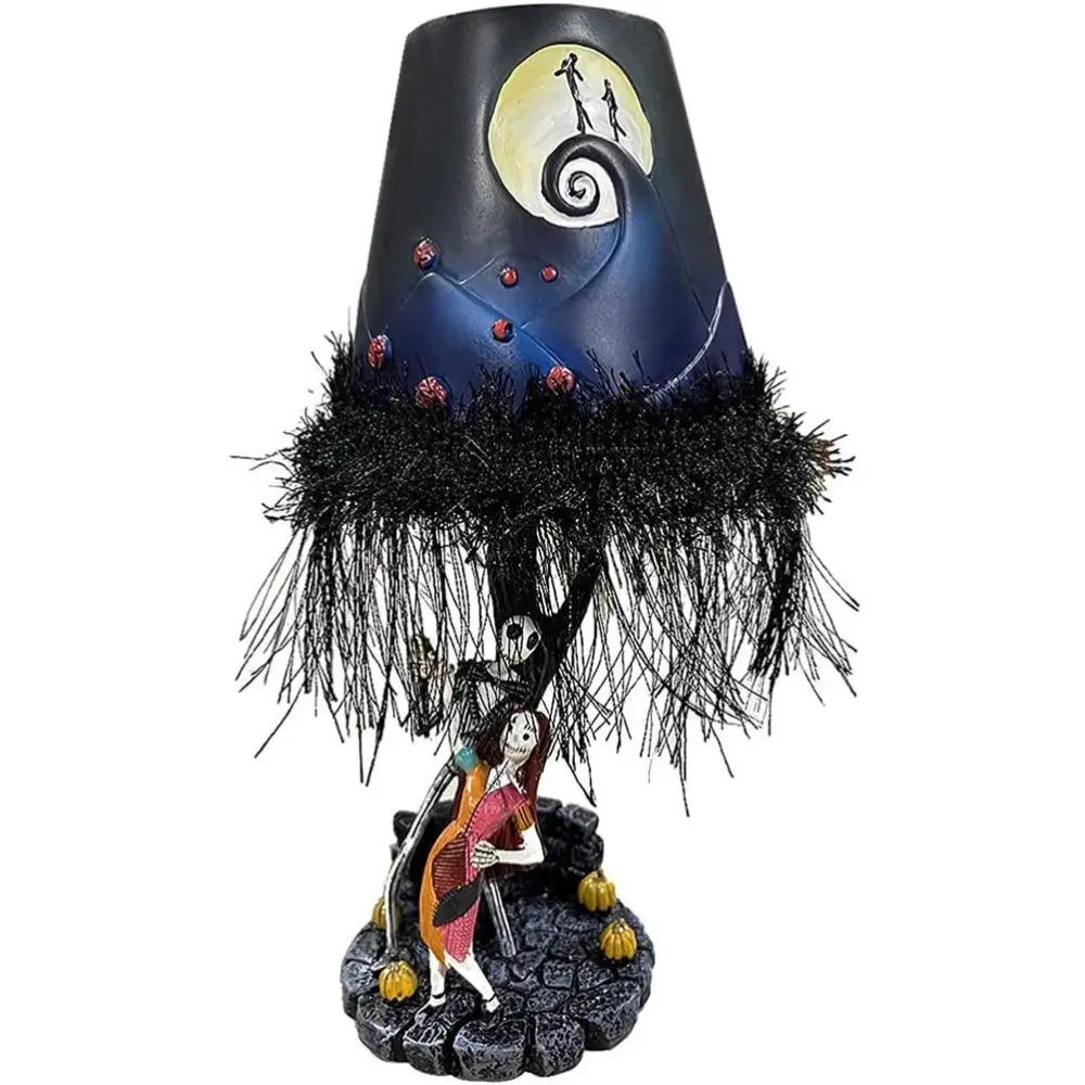 Halloween Table Lamp Desktop Decoration Light Up LED Moonlight Table Lamp Figure Tassel Resin Model Toy