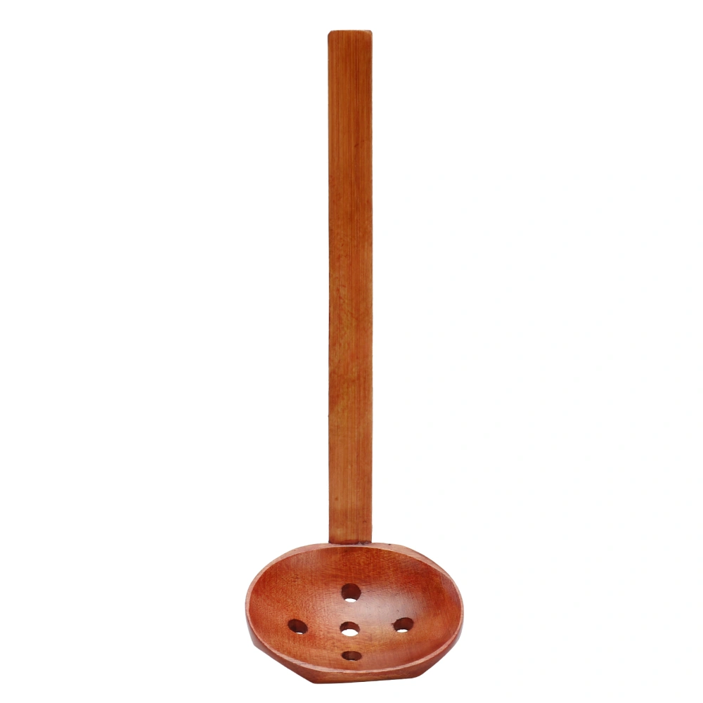 Wooden Colander Wear Resistant Spoon with Long Handle for Catering Family Dinners