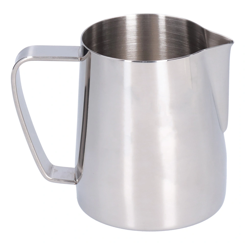 Stainless Steel Coffee Frothing Pitcher Pointed Mouth Coffee Frothing Cup Mug for HomeStainless Steel Color 350ml