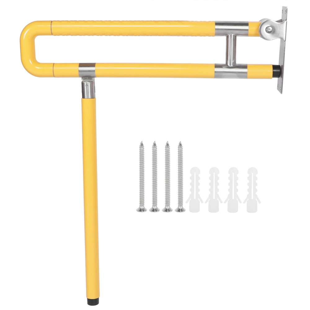 U-Shaped Toilet Grab Bar Safety Rail Yellow Stainless Steel Foldable Barrier Free Handrail