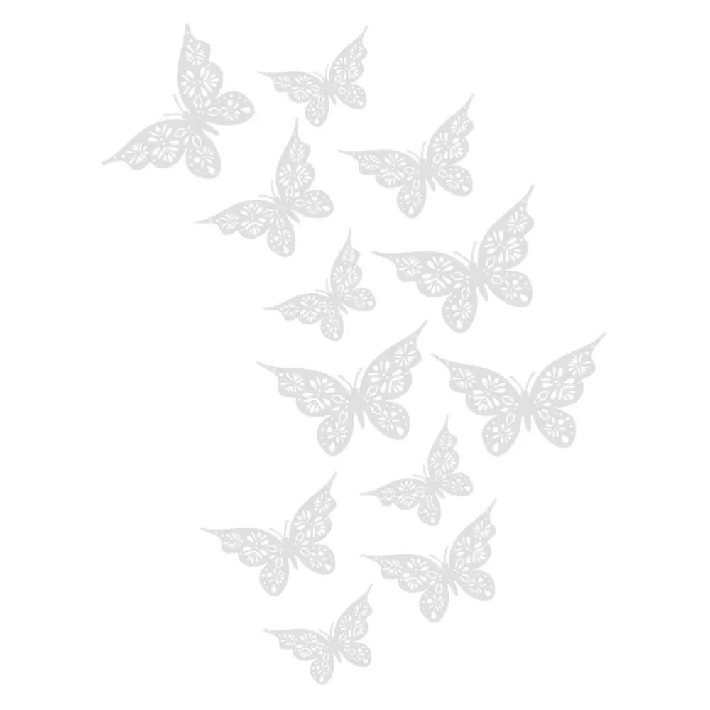 12PCS 3D Hollow Butterfly Wall Decor Cardboard Butterflies for Wall Bedroom Bathroom Cake Decor