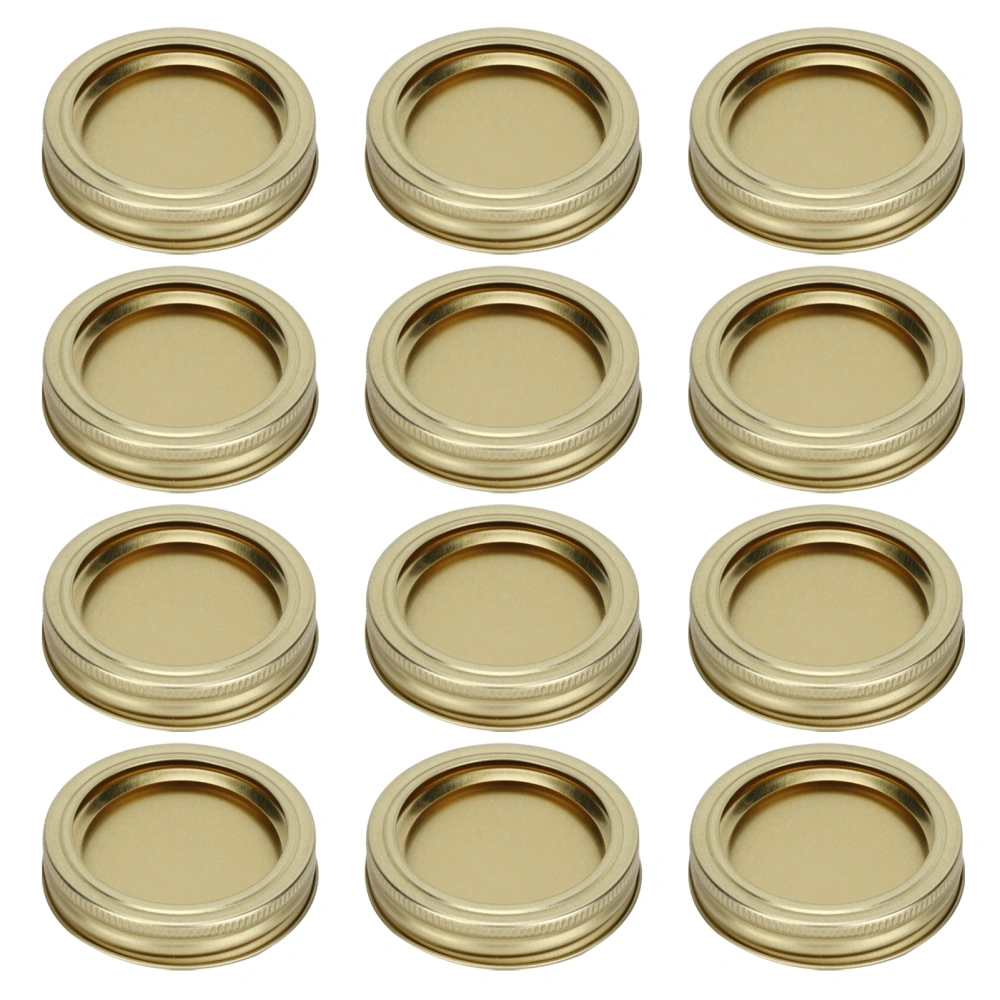 12pcs 70mm Round Regular Mouth SplitType Jar Lid Container Sealing Cover for Spice Honey Canning(XH00176 Gold )