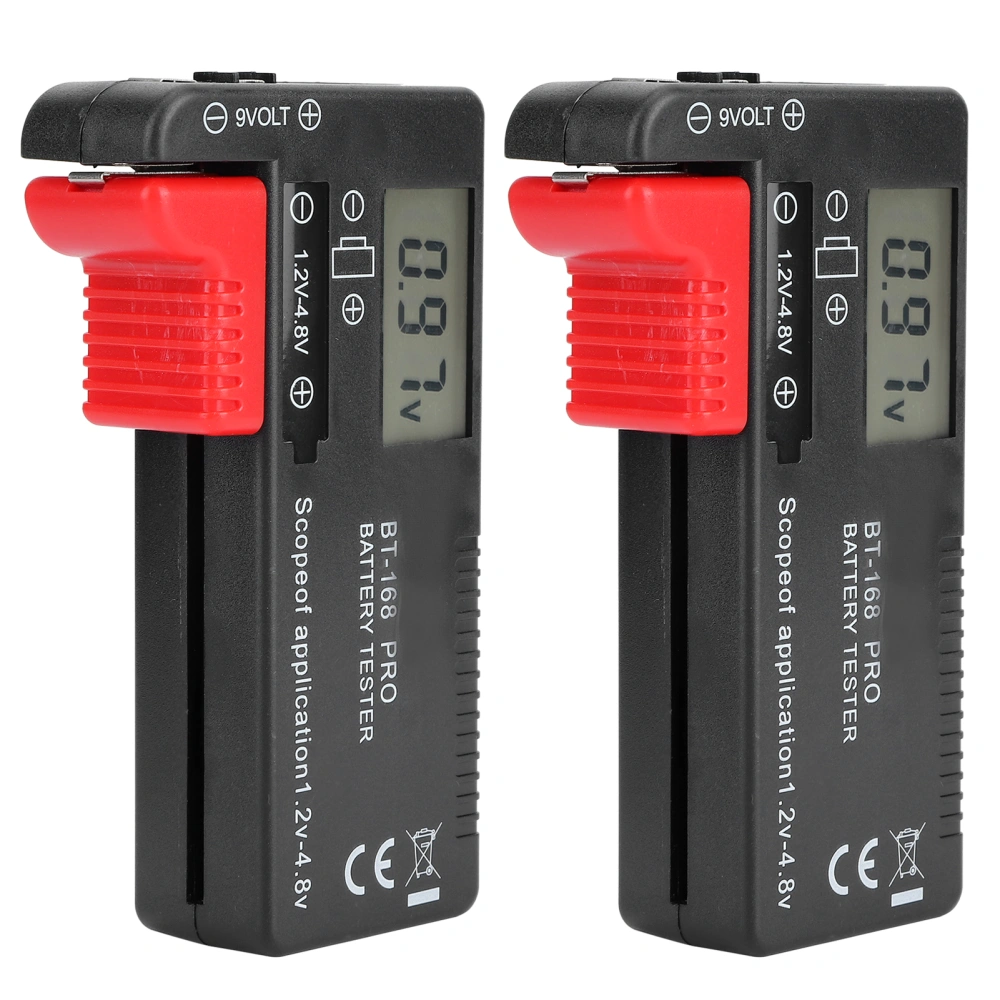 2Pcs Digital Battery Capacity Checkered Tester Voltage Checker Battery Testing Tool