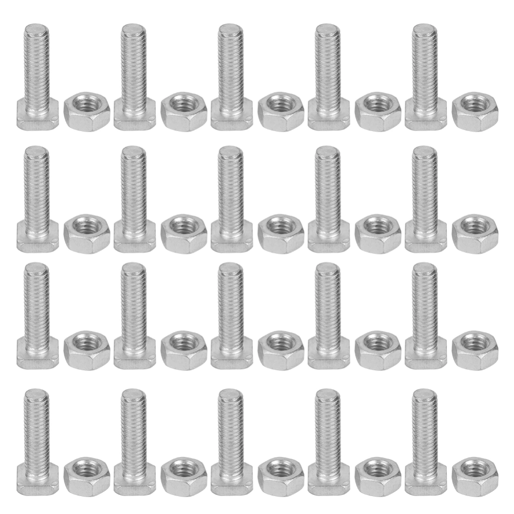 20 Set 22mm M6x22 Bolts and M6 Nut Aluminium Nuts &amp; Bolts Set Tool Accessory for Greenhouse