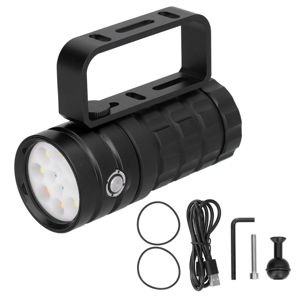 Diving Photography Fill Light 10000LM 12LED Professional Diving Flashlight for 100m UnderwaterBlack