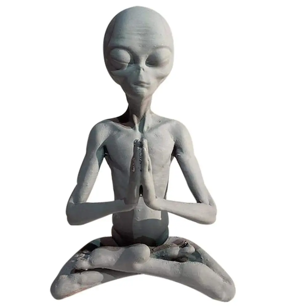 Garden Art Sculpture Meditating Statue Extraterrestrial Figurines for Indoor Outdoor Home Office Garden Lawn Decor