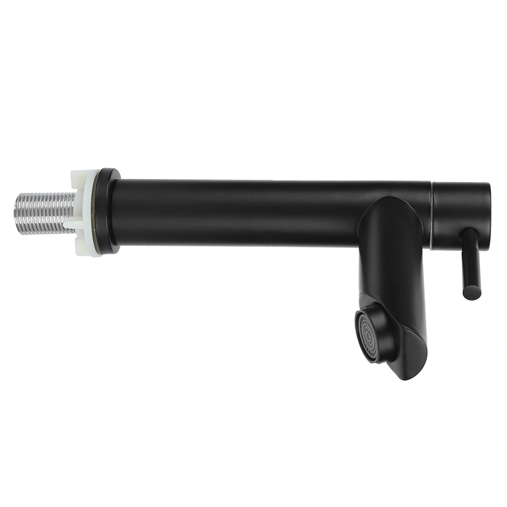G1/2in Stainless Steel Washbasin Single Cold Faucet Water Tap for Bathroom Toilet BlackStraight Type (Without Tube)