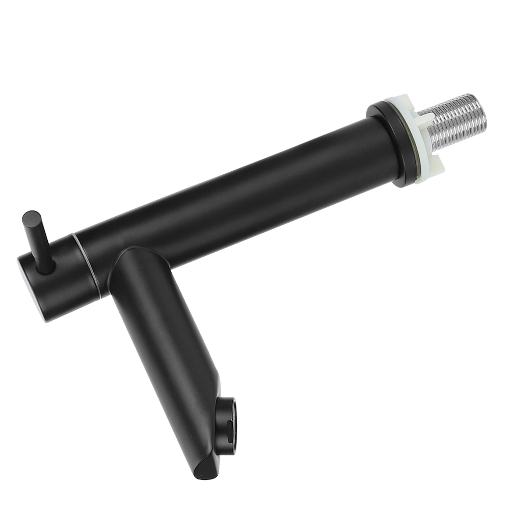 G1/2in Stainless Steel Washbasin Single Cold Faucet Water Tap for Bathroom Toilet BlackStraight Type (Without Tube)
