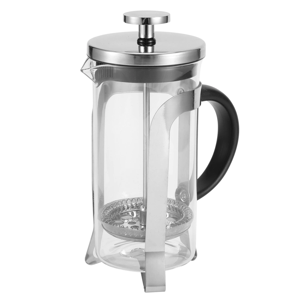 High Temperature Resistant Coffee Pot Filter Press Pot Glass Tea Coffee Maker for Household Kitchen UseSilver 350ml