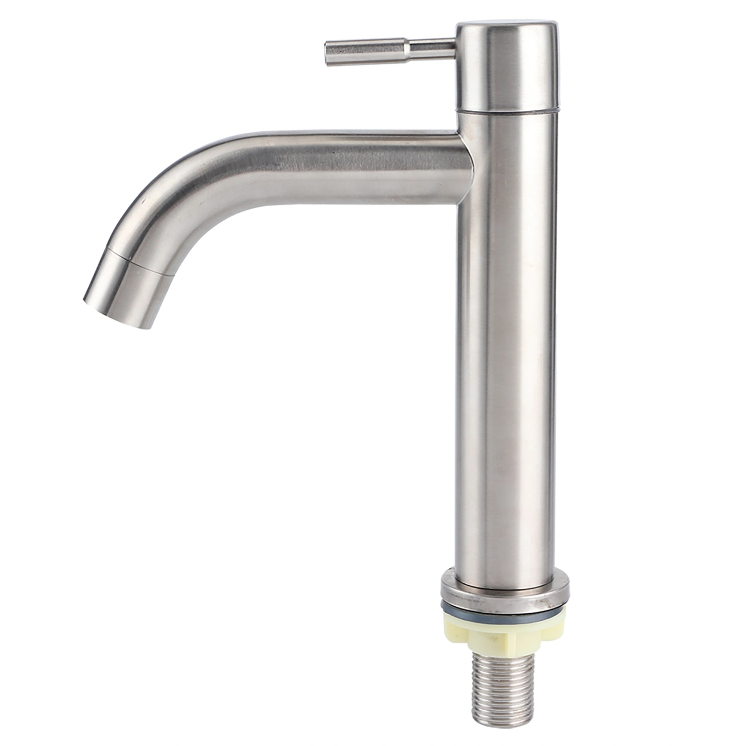 G1/2 Stainless Steel Brushed Single Cold Faucet Wash Basin Water Tap Bathroom AccessoryCylinder Single Cold Faucet (Without Tube)