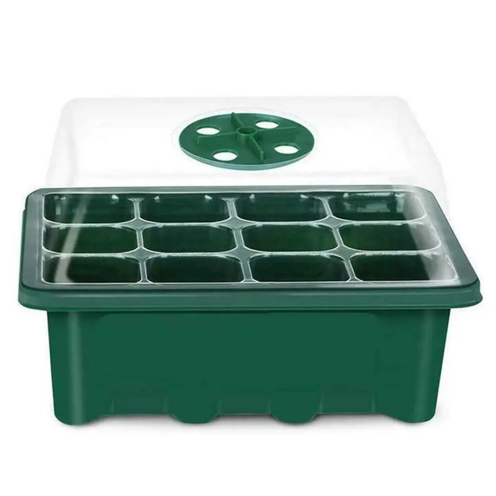12 Hole Seedling Tray Seed Starter Tray Greenhouse Grow Trays Humidity Adjustable Plant Starter Kit with Dome and Base